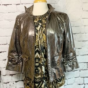 Anthracite by Muse Gold Metallic Crop Jacket 12